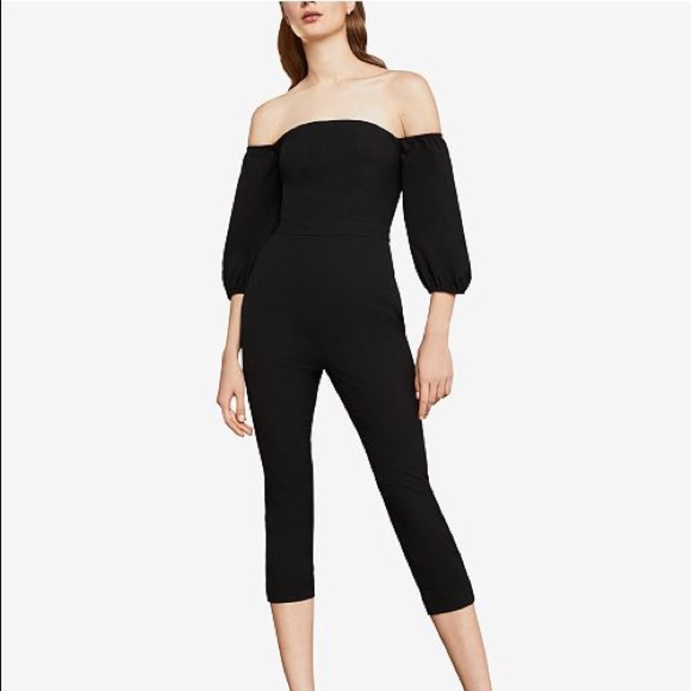 BCBGMaxazria Off-shoulder cropped jumpsuit